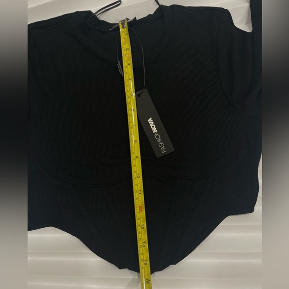 Fashion Nova Black Corset Crop Top Blouse Long Sleeve Size L - Picture 5 of 7
